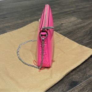 Christian Louboutin Vibrant Pink Clutch with Silver Chain